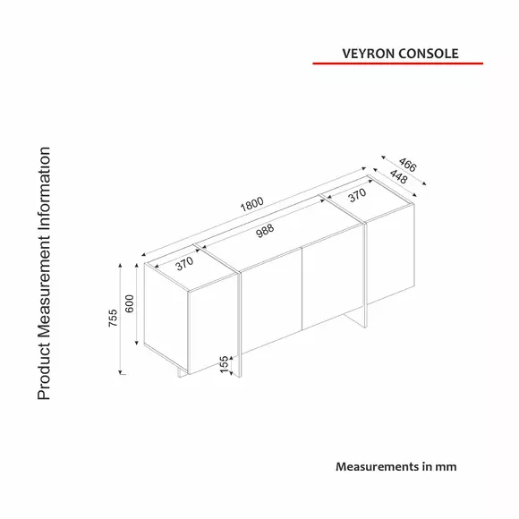 Comoda Veyron,180x46.6x60 cm - Negru Marmura picture - 8