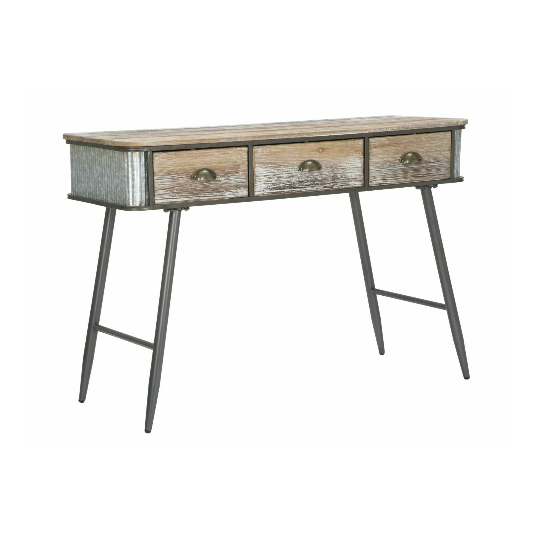 Consola, roma1854, negru,gri, metal si lemn de brad, 80.5x118x45.5 cm