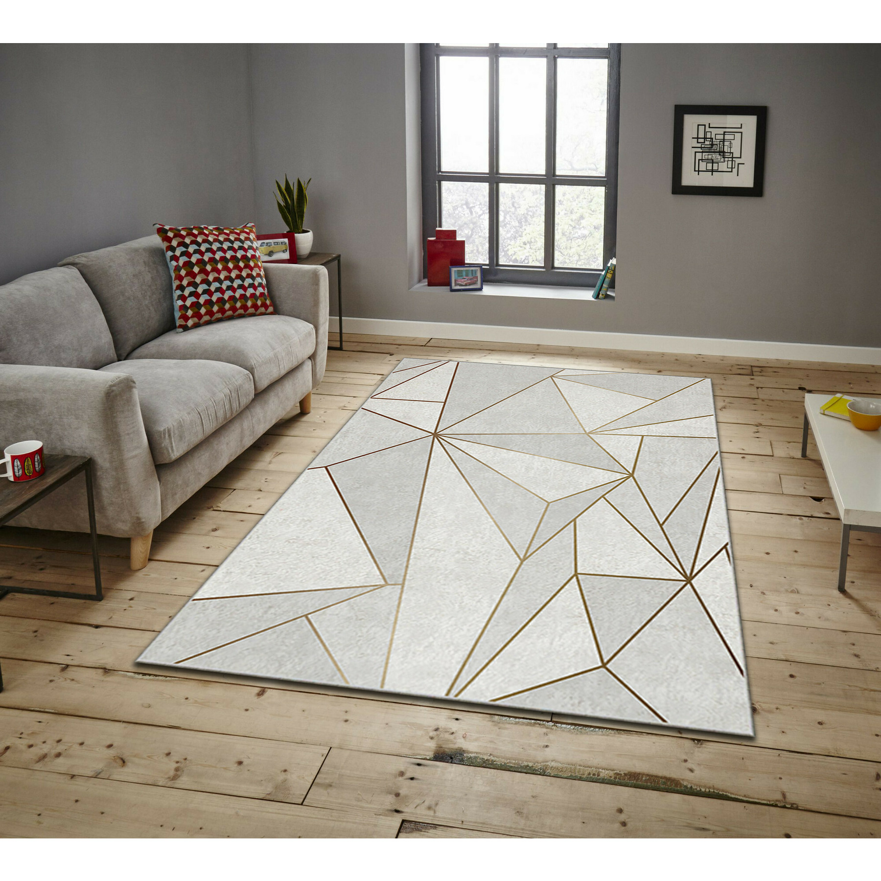 Covor aruba 1092, 160x230 cm, gri, alb