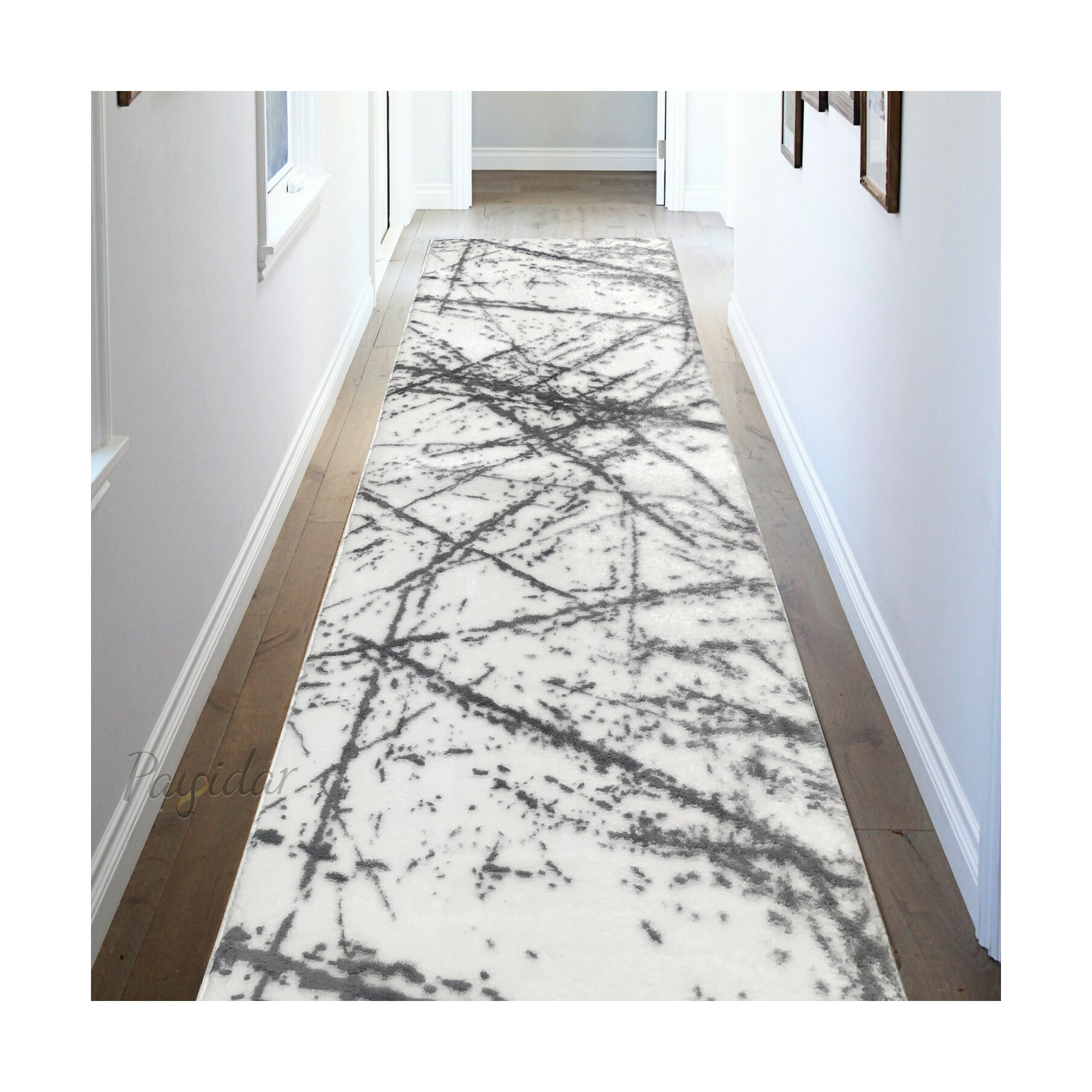 Covor aruba 1330, traversă, 80x400 cm, gri, alb