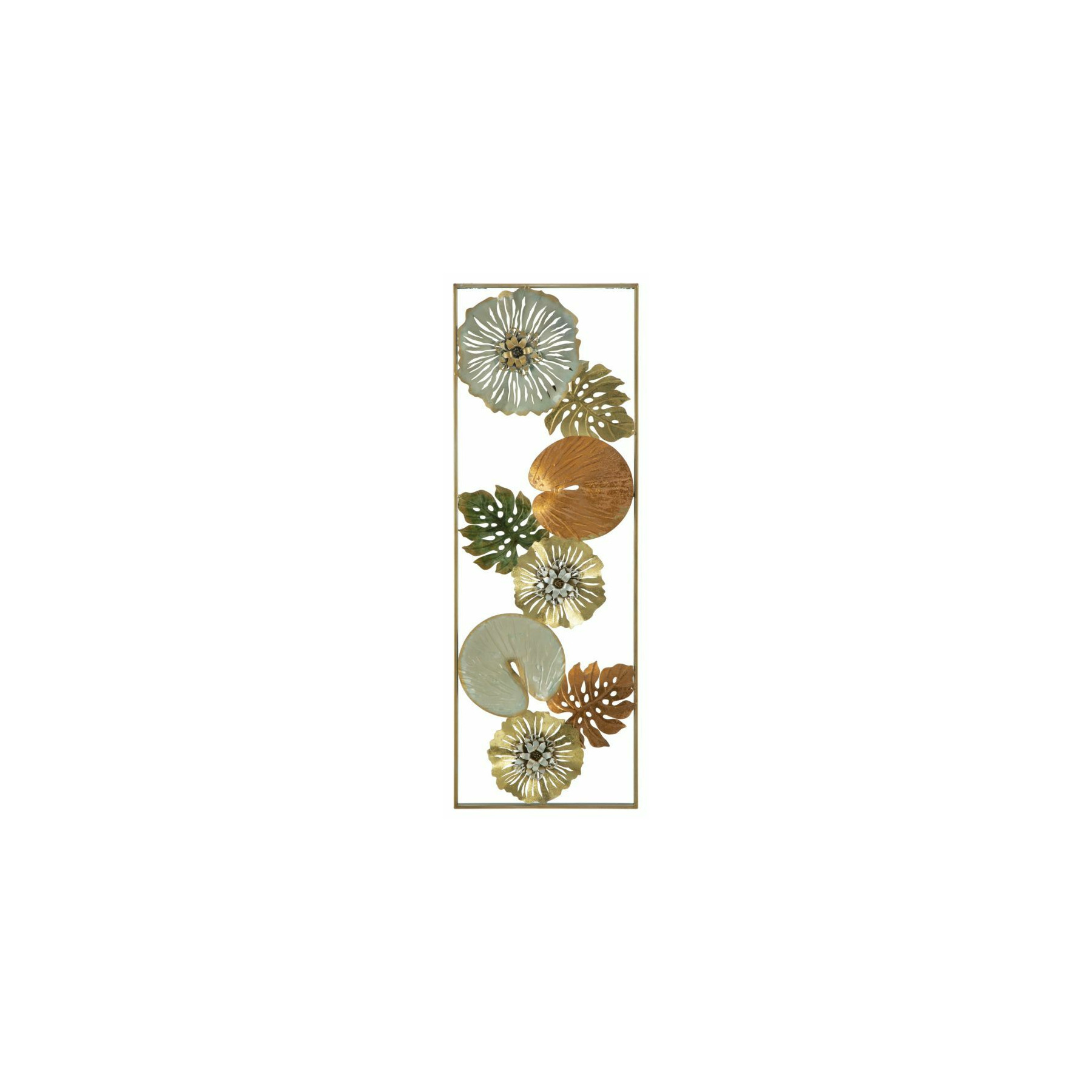 Decoratiune de perete cu flori, Roma1097, Multicolor, Metal, 90x31.5x3 cm