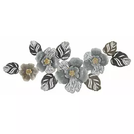 Decoratiune de perete cu flori, Roma1284, Multicolor, Metal, 66.5x157.5x9 cm