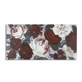 Decoratiune de perete cu flori, Roma1290, Multicolor, Lemn de pin si Canvas, 60x120x3.7 cm