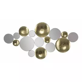 Decoratiune de perete Glam cu oglinda, Roma1130, Auriu, Metal si Oglinda, 60x118x2.5 cm
