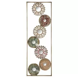 Decoratiune de perete, Roma1080, Auriu si Rosu, Metal, 90x31x2.5 cm