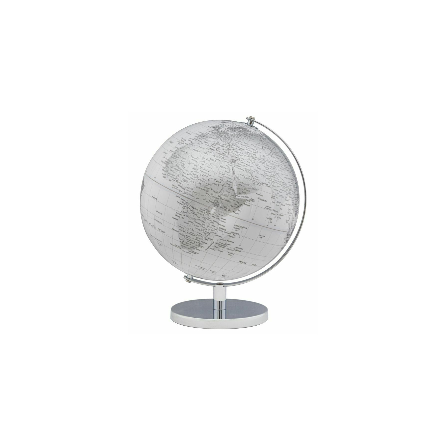Decoratiune Glob Pamantesc, Roma1751, Alb si Argintiu, Metal & Plastic, 34x25x25 cm