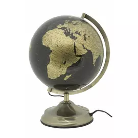 Decoratiune Glob Pamantesc, Roma1754, Negru,Auriu, Metal si Plastic, 38x25x25 cm