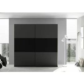 Dulap 2 usi Culisante MARINI, 215x58.5x210 cm, Pal Melaminat, Grafit/Negru