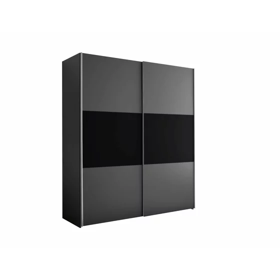 Dulap 2 usi Culisante MARINI, 215x58.5x210 cm, Pal Melaminat, Grafit/Negru picture - 5