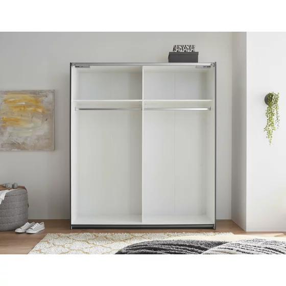 Dulap 2 usi Culisante MARINI, 215x58.5x210 cm, Pal Melaminat, Grafit/Negru picture - 8