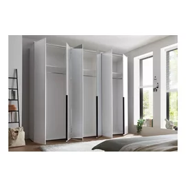 Dulap 6 Usi Batante, Kevo, 270x52x225 cm, Pal Melaminat, Alb/Oglinda