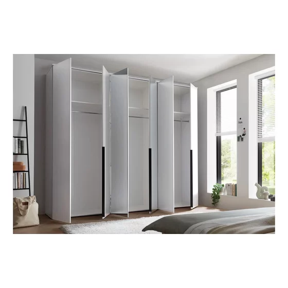 Dulap 6 Usi Batante, Kevo, 270x52x225 cm, Pal Melaminat, Alb/Oglinda picture - 2