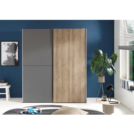 Dulap Cu Usi Culisante Berno, 170x57.2x195.6 h cm, Pal Melaminat, Grafit/Stejar