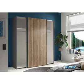 Dulap Cu Usi Culisante Berno, 170x57.2x195.6 h cm, Pal Melaminat, Grafit/Stejar