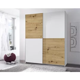 Dulap Cu usi Culisante Time, 170x57.5x195 cm, Pal Melaminat, Alb/Stejar Artisan