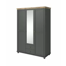 Dulap Evora, 3 usi, Oglinda, 154x62x216 cm Verde/Stejar Lefkas