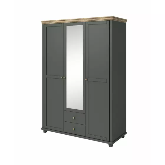 Dulap Evora, 3 usi, Oglinda, 154x62x216 cm Verde/Stejar Lefkas picture - 1