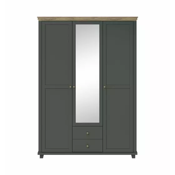 Dulap Evora, 3 usi, Oglinda, 154x62x216 cm Verde/Stejar Lefkas picture - 5