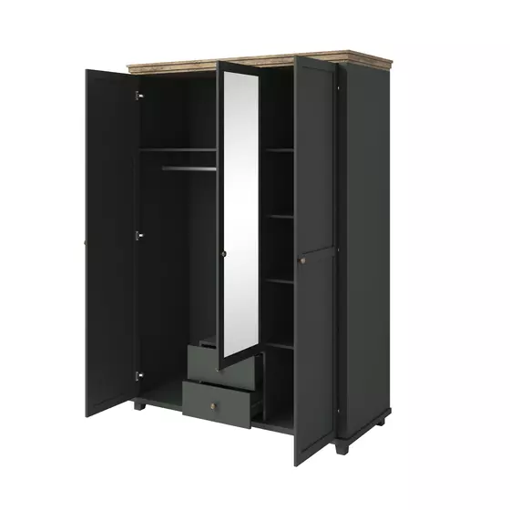 Dulap Evora, 3 usi, Oglinda, 154x62x216 cm Verde/Stejar Lefkas picture - 3