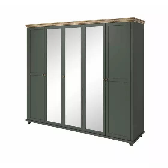 Dulap Evora, 5 usi, Oglinda, 246x62x216 cm Verde/Stejar Lefkas picture - 3
