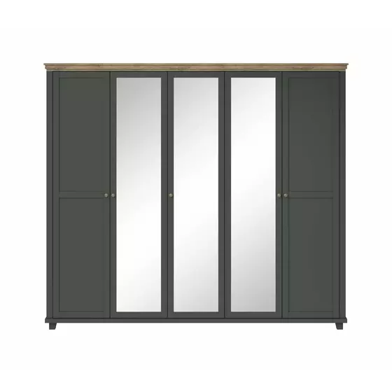 Dulap Evora, 5 usi, Oglinda, 246x62x216 cm Verde/Stejar Lefkas picture - 1