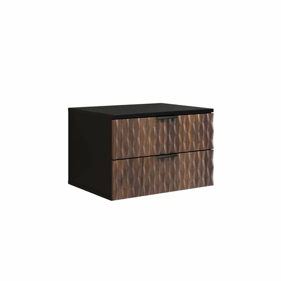 Dulap pentru lavoar Enzo, 63x48x40 h cm, MDF, Negru Onyx/Nuc Catania picture - 2
