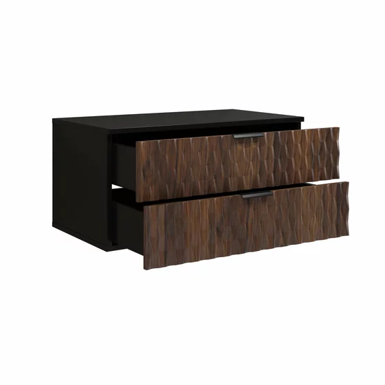 Dulap pentru lavoar Enzo, 81x48x40 h cm, MDF, Negru Onyx/Nuc Catania picture - 4