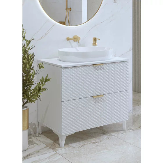 Dulap pentru lavoar Laura, 80x49x63, MDF, Alb picture - 2