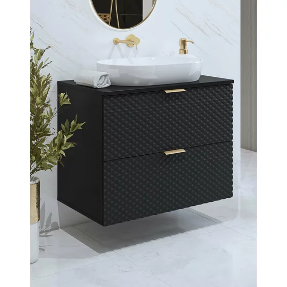 Dulap pentru lavoar Laura, 80x49x63, MDF, Negru picture - 1