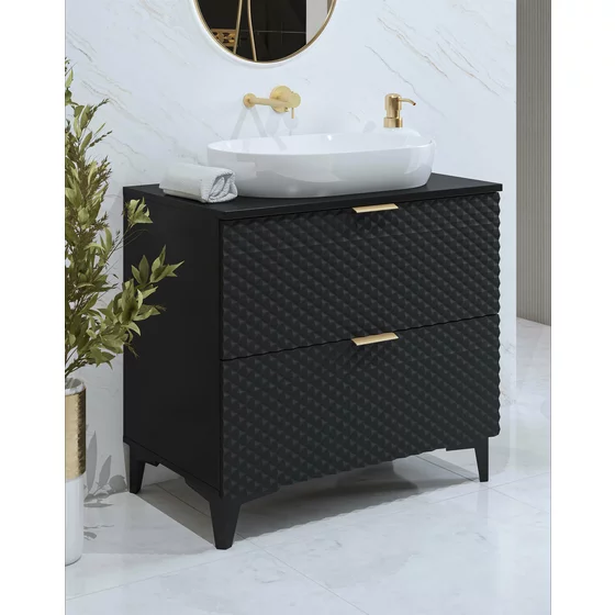 Dulap pentru lavoar Laura, 80x49x63, MDF, Negru picture - 2