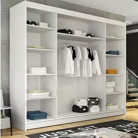 Dulap Usi Culisante Aston IV,  250x58x215 cm, Negru mat/Oglinda