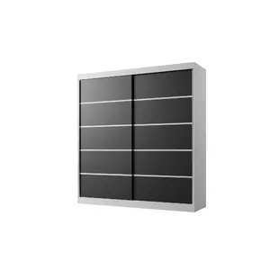 Dulap Usi Culisante Basti IV, 200x58x215 cm, Alb/Negru