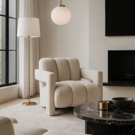 Fotoliu Border 69x84x71 h cm, Stofa, Crem