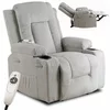 Fotoliu cu Recliner si Masaj, Boston 87x85x101 h cm, Stofa Raiata, Gri picture - 2