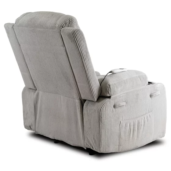 Fotoliu cu Recliner si Masaj, Boston 87x85x101 h cm, Stofa Raiata, Gri picture - 6