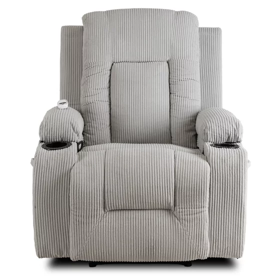 Fotoliu cu Recliner si Masaj, Boston 87x85x101 h cm, Stofa Raiata, Gri picture - 3