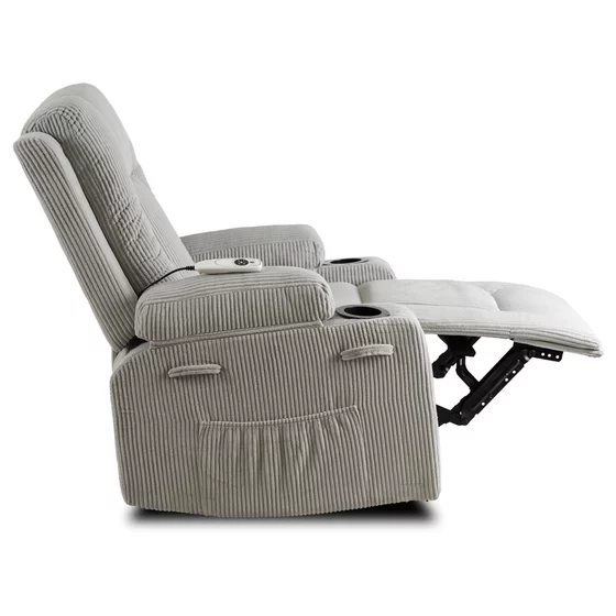 Fotoliu cu Recliner si Masaj, Boston 87x85x101 h cm, Stofa Raiata, Gri picture - 5