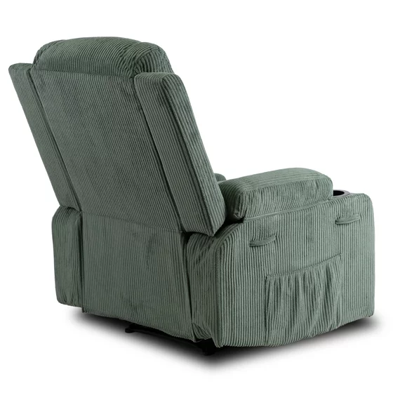 Fotoliu cu Recliner si Masaj, Boston 87x85x101 h cm, Stofa Raiata, Verde picture - 11