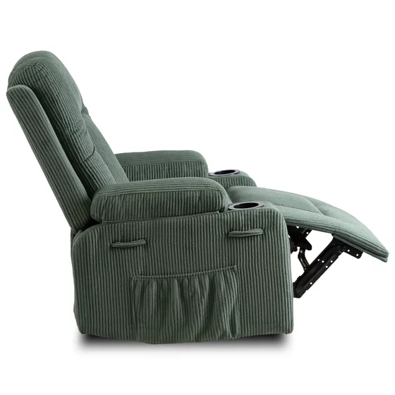 Fotoliu cu Recliner si Masaj, Boston 87x85x101 h cm, Stofa Raiata, Verde picture - 12