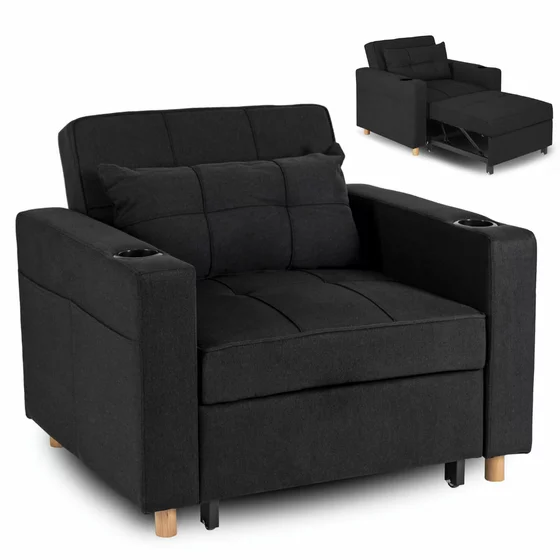 Fotoliu Extensibil Sanya, 99x92-186x84 h cm, Negru picture - 8