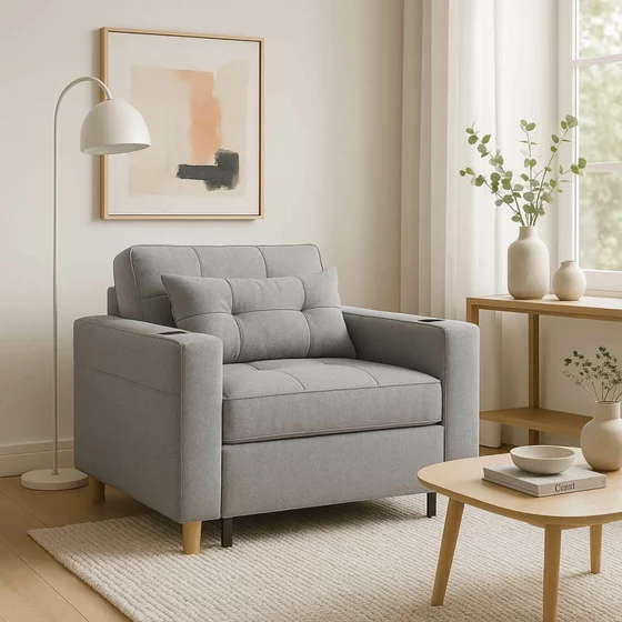 Fotoliu Extensibil Sanya, 99x92-186x84 h cm, Stofa, Gri picture - 11