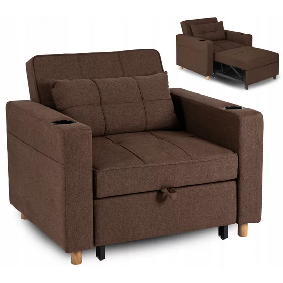 Fotoliu Extensibil Sanya, 99x92-186x84 h cm, Stofa, Maro picture - 2