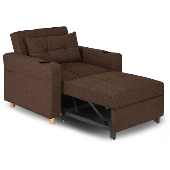 Fotoliu Extensibil Sanya, 99x92-186x84 h cm, Stofa, Maro picture - 1