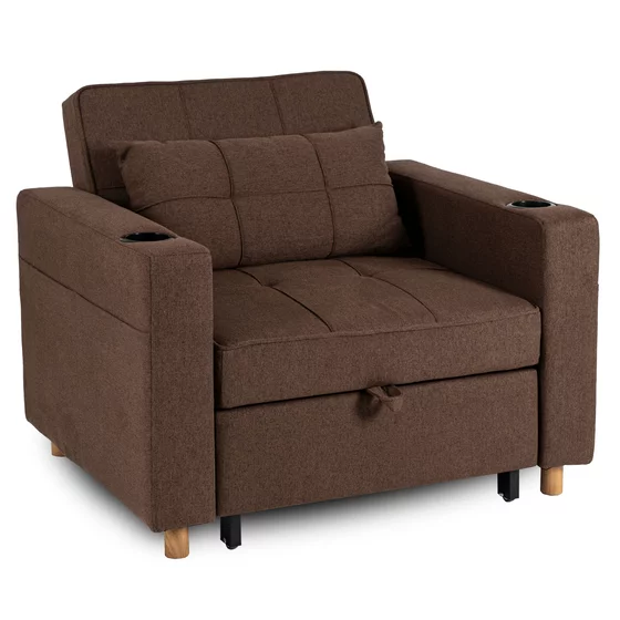 Fotoliu Extensibil Sanya, 99x92-186x84 h cm, Stofa, Maro picture - 9