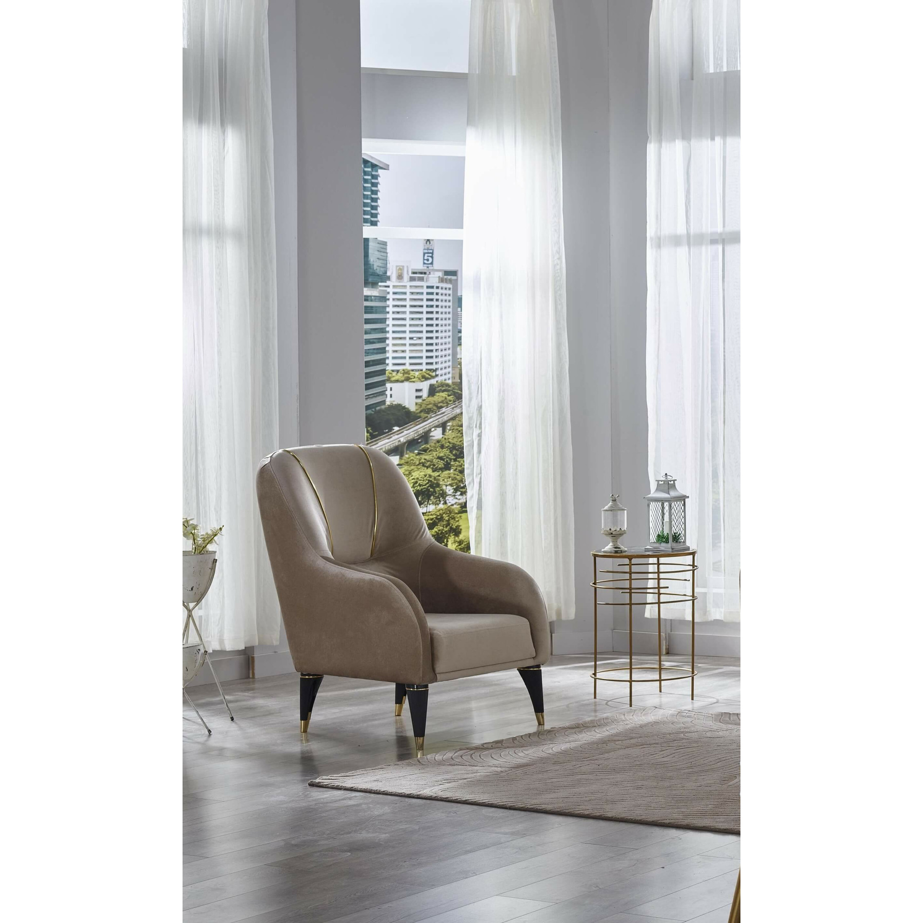 Fotoliu serva, 75x75x100 cm, velvet 260 beige