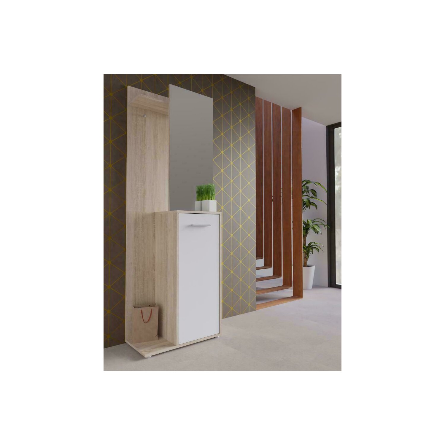 Garderoba areel stejar sonoma/alb mat