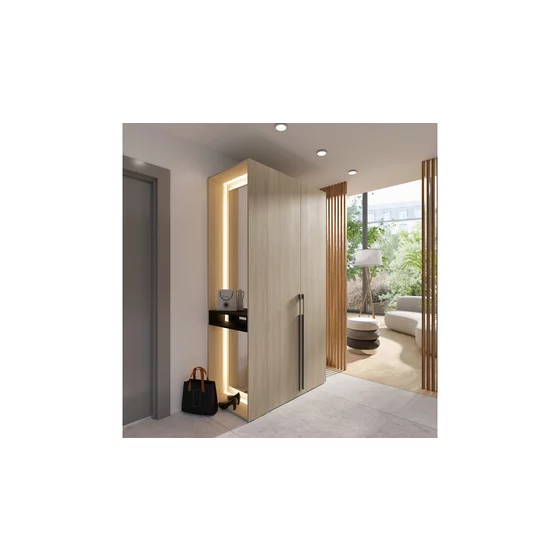 Garderoba Barcelona Cu Oglinda si Led,  111x58x207.5 h cm, Stejar Barista picture - 3