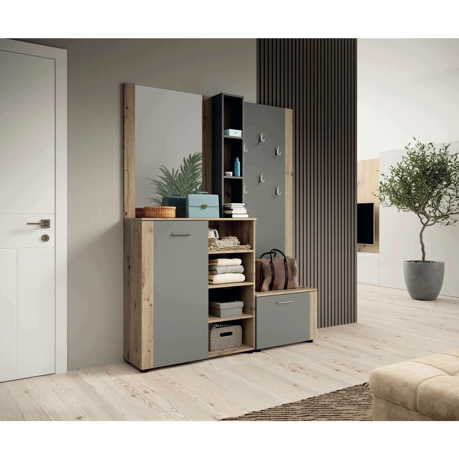 Garderoba p007 stejar artisan/antracit