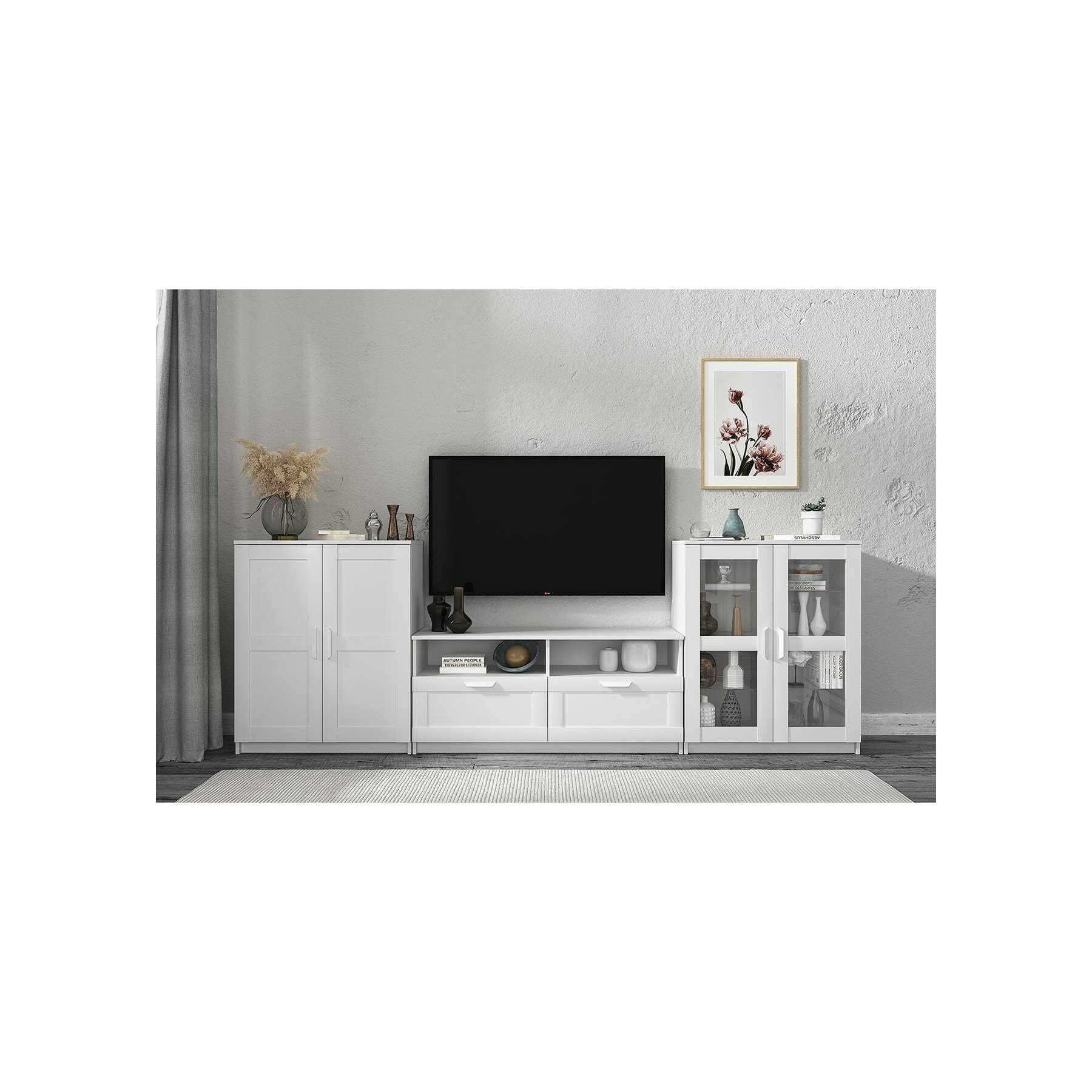 Living skagen 2, 276x42.5x95 cm, alb mat