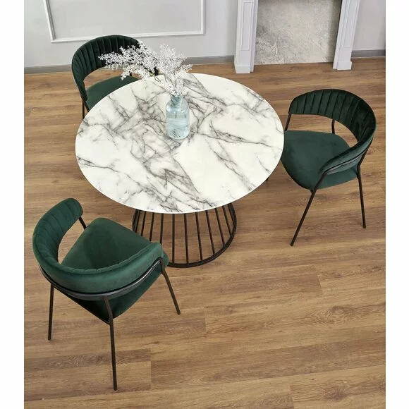 Masa Boca, 110x75 cm, Metal/MDF, Negru/Alb Marmura picture - 4
